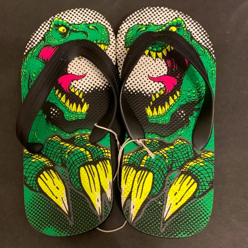 ⭐️🦖🦖New Boys T-Rex Flip Flop Sandals 🦖🦖⭐️🩴🩴 Boys 1-2